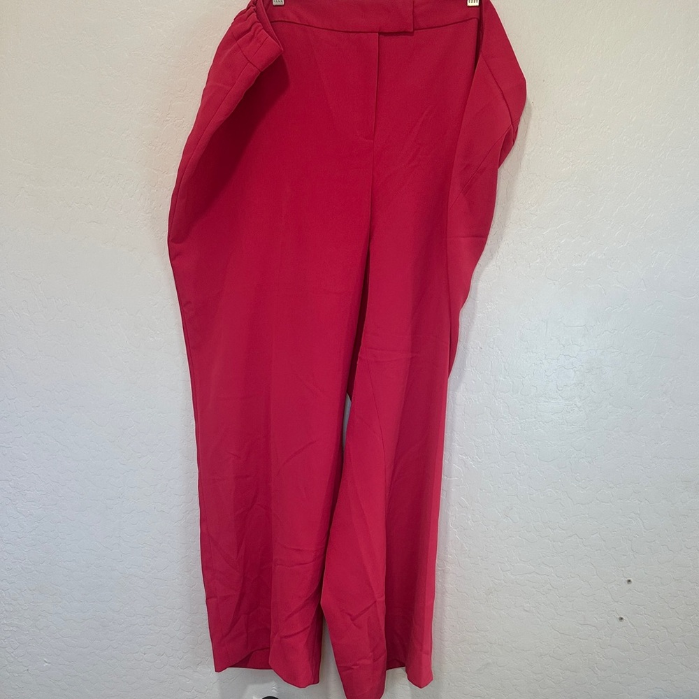 Anne Klein women’s plus size 24W stretch‎ Pink Wide Leg High-Rise Pants career